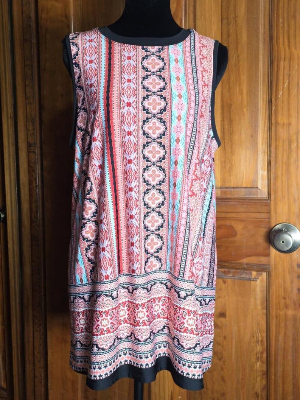 Colorful Sleeveless Tunic 96% Polyester 4% Spandex